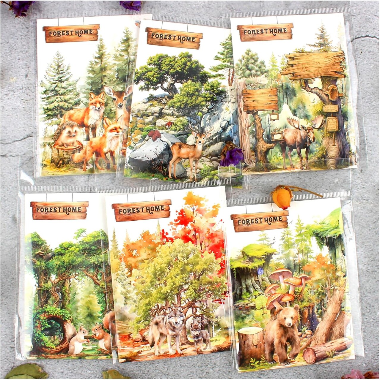 150PCS PET Forest Landscape Stickers Set – Transparent Woodland Animal Nature Scene Stickers for Journaling, Scrapbooking, Junk Journals & Collage Crafts